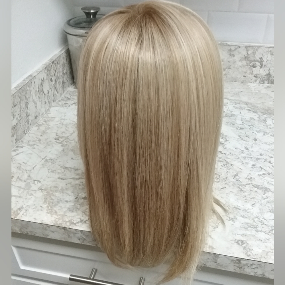 Luxury 100% European Human Hair Topper - 6 x 6 Silk Top- Blonde 18" Long